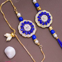 TIED RIBBONS Artificial Stones Studded & Beaded Bhaiya Bhabhi Rakhi With Roli Chawal-image-85