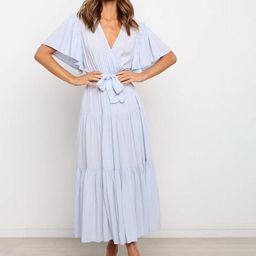 JC Mode Women V-Neck Flared Sleeve Tiered Wrap Maxi Dress With Belted-image-95