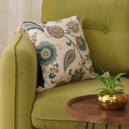 HOME 360 Green & White Ethnic Motifs Printed Square Cushion Covers-39