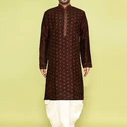 Arihant Rai Sinha Men Floral Regular Thread Work Kurta with Dhoti Pants-image-15