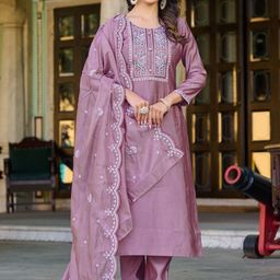 TWINS LADY Women Ethnic Motifs Embroidered Regular Thread Work Kurta with Trousers & With Dupatta-16