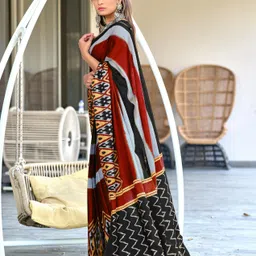 LeeliPeeri Designer Striped Block Print Saree image 3