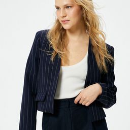 Koton Striped Open Front Crop Blazers image 2