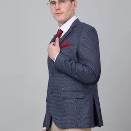Cantabil Self Design Notched Lapel Single Breasted Blazer-picture-10