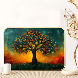 Myntra Elegant Homes Green & Orange Wooden Floral and Botanical Wall Art-image-88
