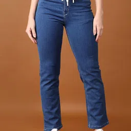 V-Mart Women Cotton Regular Fit High-Rise Light Fade Jeans-picture-3