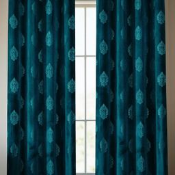 IVAZA Navy Blue Floral Black Out Door Curtain - Set of 2-image-90