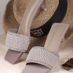 Try Me Women Solid Open Back Kitten Round Toe Regular Sandals-29