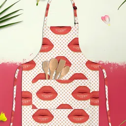 ArtzFolio White & Red Printed Cotton Aprons-30