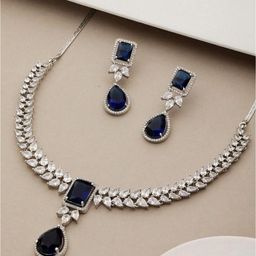 TIYARA Silver-Plated Brass Jewellery Set-39