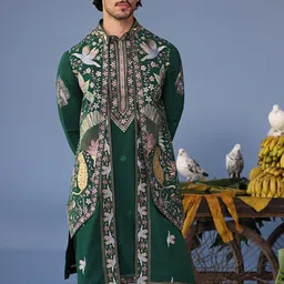 KALPRAAG Men Floral Embroidered Regular Sequinned Kurta with Trousers & With Dupatta-picture-51
