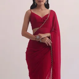 AWRIYA Beads and Stones Pure Georgette Saree-picture-49