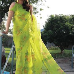 PYOS Floral Organza Saree-image-42