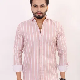 Metronaut Slim Fit Vertical Stripes Striped Spread Collar Shirt-picture-36