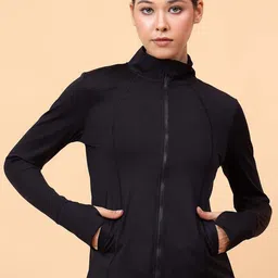 Fitkin Women Floral Lightweight Training or Gym Sporty Jacket with Embroidered-image-21