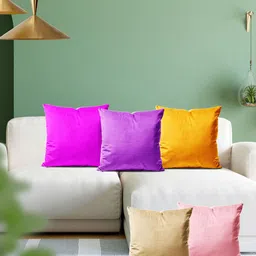 ArtzFolio Multicoloured Set of 5 Velvet Square Cushion Covers-10