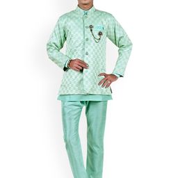 sangria Sangaria Boys Woven Design Sherwani With Kurta & Pyjama Set-picture-3
