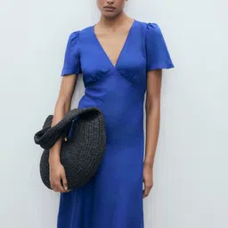 MANGO Flared Sleeves Empire Midi Dress-picture-25