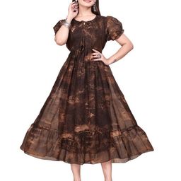 BAESD Print Puff Sleeve A-Line Midi Dress-picture-48