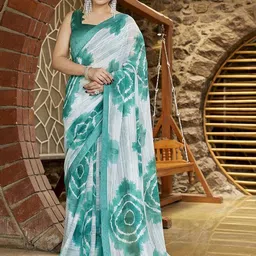 KALINI Turquoise Blue NA Poly Georgette Sarees-picture-18