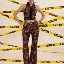 BAESD Printed Shirt Collar Velvet Top With Trousers-image-90