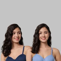 Women Cotton Blue,Light Blue Padded Non-Wired Lingerie Bra Sport wear Gym Crop Tank Top-image-62