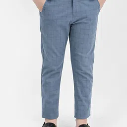 Crimsoune Club Boys Checked Slim Fit Chinos Trousers-image-56