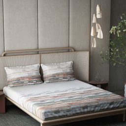 DDecor Esteem Pink & Grey Striped 210 TC Cotton King Bedsheet Set 2.74 m x 2.74 m-image-40
