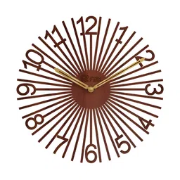 12 fox Coffee Brown Contemporary Analogue Round Wooden Wall Clock-36