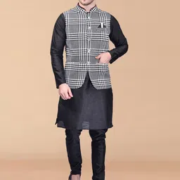 PRINTINDIA Mandarin Collar Long Sleeves Regular Pure Silk Kurta & Trouser & Nehru Jacket-picture-16
