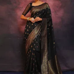 Sitanjali Woven Design Zari Silk Blend Kanjeevaram Saree-image-8