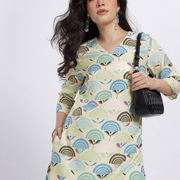 Anouk Rustic Ethnic Motifs Printed V-Neck Straight Kurti-picture-23
