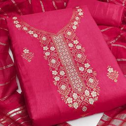 SHADOW & SAINING Floral Woven Design Zari Unstitched Dress Material-picture-0