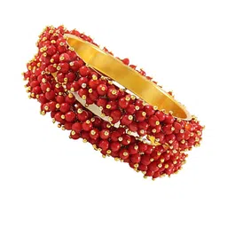 SAVORADE Set Of 2 Red Stainless Steel Bangle-picture-25