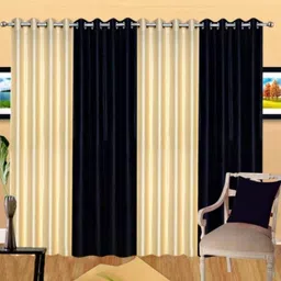 270 cm (9 ft) Polyester Semi Transparent Long Door Curtain (Pack Of 4) (Solid, gold ,black)-image-75