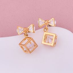 GC PREMIUM JEWELLERY Gold-Plated Stainless Steel Cubic Zirconia Studded Studs-7