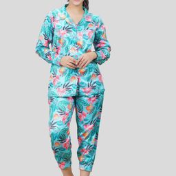 She N She Tropical Printed Satin Shirt With Joggers Co-Ords-picture-56