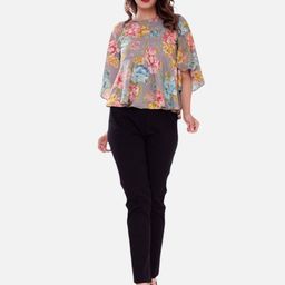 Biyu Women Floral Printed Cotton Peplum Short Top Kurta-47