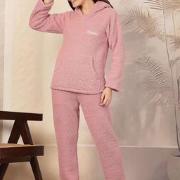 KLOTTHE Women Solid Hooded Night Suit-image-21