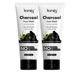 KURAIY Set Of 2 Charcoal Face Wash For Oil Control-75ml Each image 1