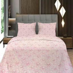 Threadwear Grey & Off White Floral 400 TC Queen Bedsheet with 2 Pillow Covers-image-107