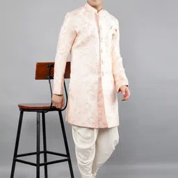 Manish Creations Self-Design Sherwani Set image 3