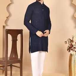 Anouk Rustic Men Embroidered Regular Sequinned Kurta with Pyjamas image 5