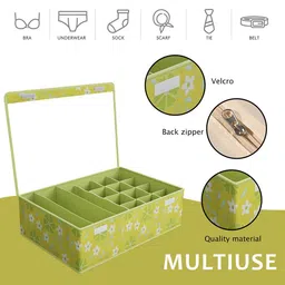 Kuber Industries Green & White Printed Set of 4 Reusable Drawer Organisers image 3
