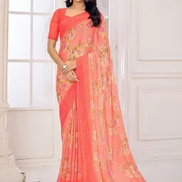 Saree mall Floral Pure Chiffon Designer Bagru Sarees-image-67