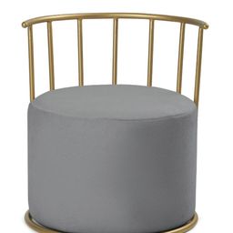 Blck Homes Grey Cotton & Metal Round Ottoman-image-42