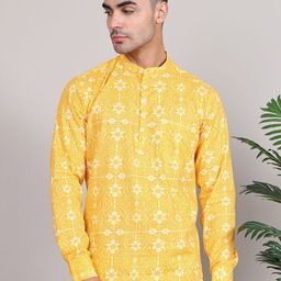 Majestic Man Ethnic Motifs Printed Pure Cotton Straight Kurta-image-22