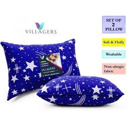 VILLAGERS Blue Set of 2 Cotton Filled Polyester Sleep Pillow-image-45