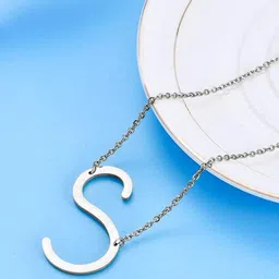 DressBerry Girls 925 Sterling Silver S Alphabet Pendant with Chain-image-57