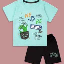 BAESD Kids Printed Round Neck Pure Cotton T-shirt With Shorts-37